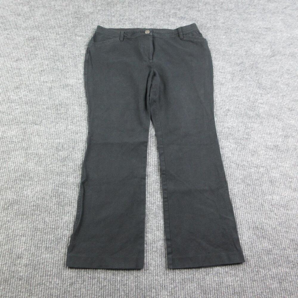 Chico's Pants Womens 2.5 Black Chino Bootcut Stretch Pockets Belted 34x27.5*